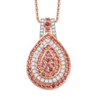 D'Joy AAA Padparadscha Saphir Schmuckset ca. 50 cm 925 Silber 750 Roségold Vermeil ca. 1,77 ct.