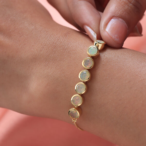 Verstellbares, nat&uuml;rliches, &auml;thiopisches Opal-Armband in Silber image number 3