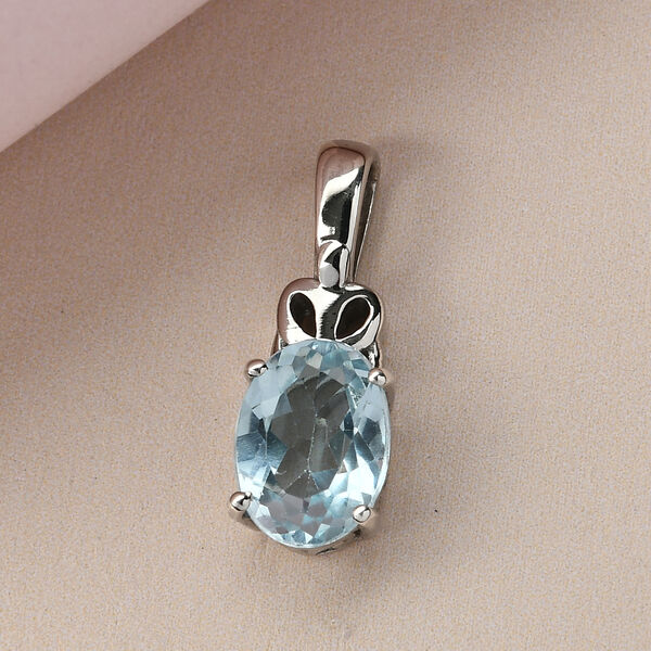 Himmelblauer Topas Anh&auml;nger 925 Silber platiniert ca. 1,48 ct image number 3