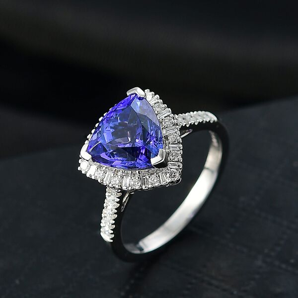 Rhapsody AAAA Tansanit, Wei&szlig;er Diamant Ring 950 Platin (Gr&ouml;&szlig;e 20.00) ca. 3,62 ct image number 1