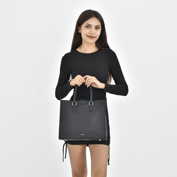 LA MAREY - Echtleder Handtasche 33x14x27,5cm, Griff 11cm, Crossbody 120cm, schwarz mit Zebramuster image number 3