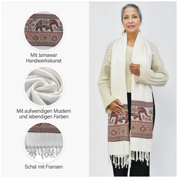 Jamawar Schal aus Viskose, wei&szlig; image number 6