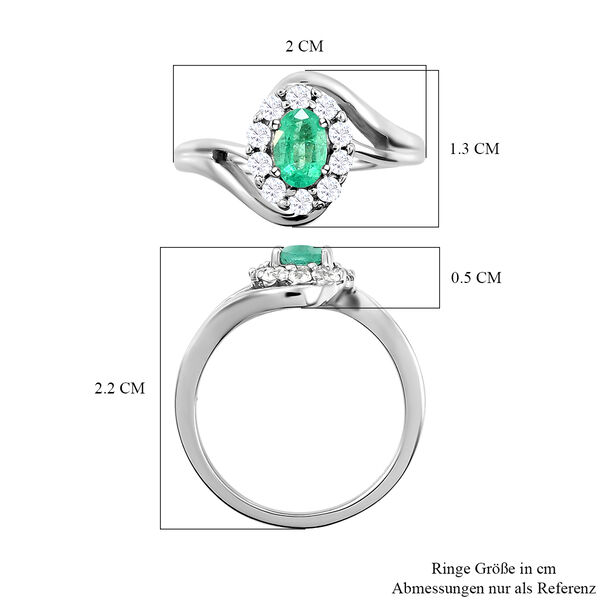 AAA Kagem sambischer Smaragd und wei&szlig;er Zirkon-Ring - 0,93 ct. image number 7