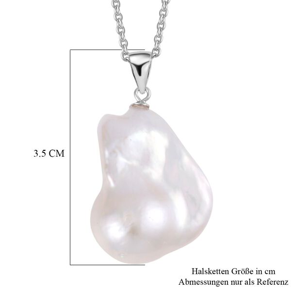 16-18 mm wei&szlig;er Barockperle-Anh&auml;nger mit Kette- 34 ct. image number 5