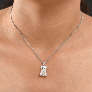 D'Joy AA Nat&uuml;rlicher, &auml;thiopischer Welo Opal, Wei&szlig;er Zirkon Anh&auml;nger 925 Silber platiniert ca. 0.28 ct