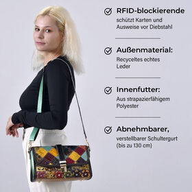 Chaos by Elsie Crossbody-Tasche aus echtem Leder, RFID-Schutz, Kroko-Prägung und Mini-Taschenlampe, 28x10x18 cm