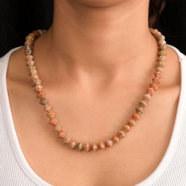 Herbst Jaspis Halskette ca. 50 cm mit 2.5 cm extender, Nickelfreies Messing platiniert ca. 250,00 ct. image number 3