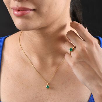 LUXURIANT AAA Labor kolumbianisches Smaragd Schmuckset, 925 Silber 750 Gelbgold Vermeil - 2,70 ct.