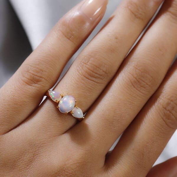 Natürlicher, äthiopischer Opal-Ring, 925 Silber vergoldet  ca. 1,40 ct image number 3