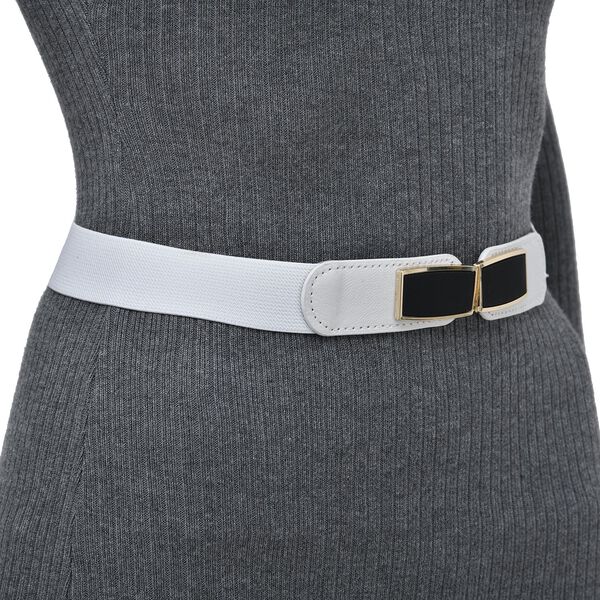 Modischer G&uuml;rtel mit Metallschnalle, Gr&ouml;&szlig;e 3x65 cm, gewebt, wei&szlig; image number 3
