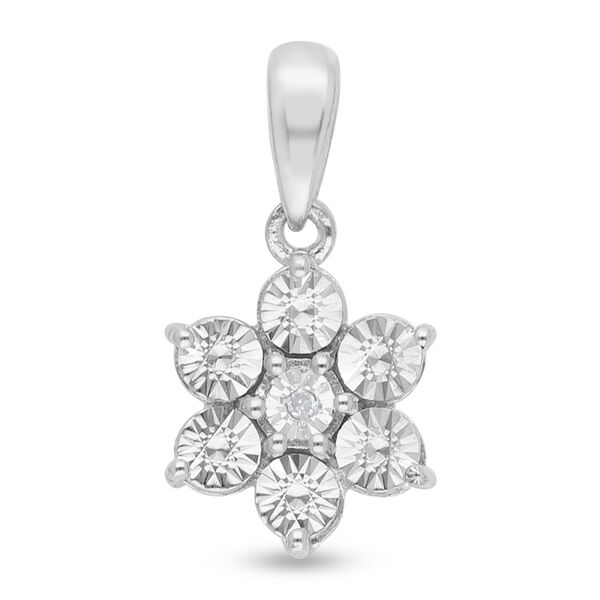 Floraler Diamant-Solit&auml;r-Anh&auml;nger in Silber