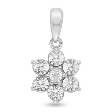 Floraler Diamant-Solitär-Anhänger in Silber