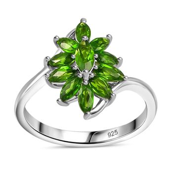 Nat&uuml;rlicher Chromdiopsid Ring 925 Silber rhodiniert (Gr&ouml;&szlig;e 20.00) ca. 1,13 ct