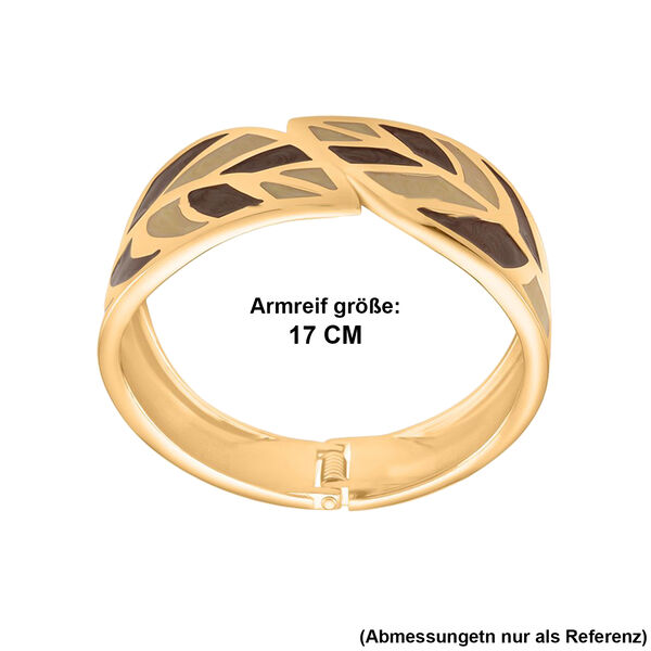 Emaille-Armband in Hellbraun mit goldfarbenem Blattmuster, ca. 17 cm image number 7