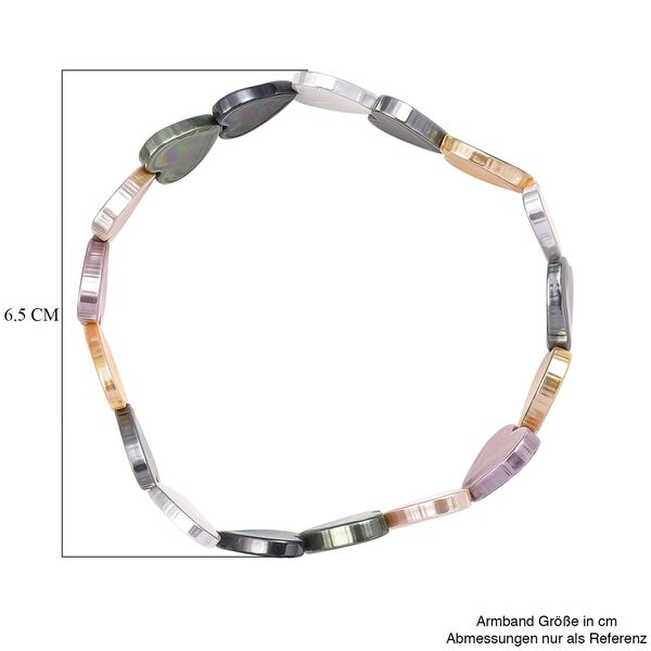 Flexibles mehrfarbiges Herz Muschelkernperle Armband image number 4