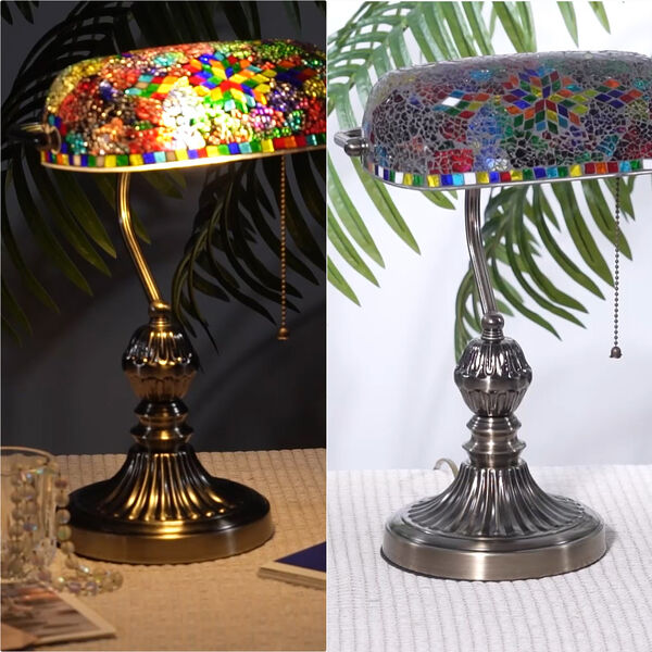 Mosaik Tischlampe, grün/rot image number 3