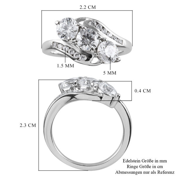 LUSTRO STELLA Hergestellt mit ZIRKONIA Ring 925 Silber Platin-&Uuml;berzug (Gr&ouml;&szlig;e 19.00) ca. 2,93 ct image number 6