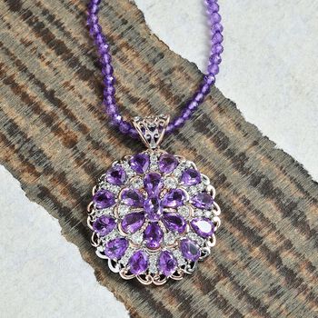 D'Joy AAA Rose De France Amethyst Schmuckset ca. 45 cm 925 Silber 750 Ros&eacute;gold Vermeil ca. 42,11 ct.