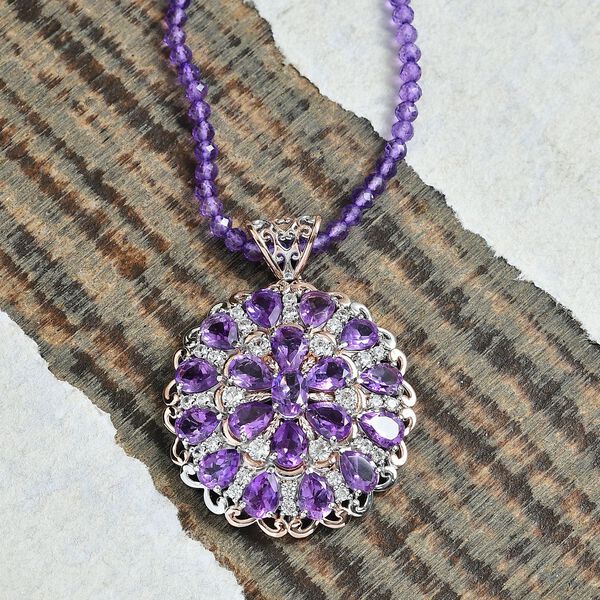 D'Joy AAA Rose De France Amethyst Schmuckset ca. 45 cm 925 Silber 750 Roségold Vermeil ca. 42,11 ct. image number 2