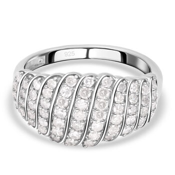 Wei&szlig;er Diamant Ring, 925 Silber platiniert (Gr&ouml;&szlig;e 17.00) ca., Kuppel 1.00 ct