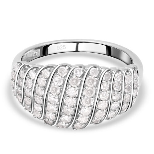 Weißer Diamant Ring, 925 Silber platiniert (Größe 17.00) ca., Kuppel 1.00 ct image number 0