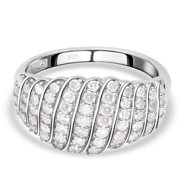 Weißer Diamant Ring, 925 Silber platiniert (Größe 17.00) ca. 1.00 ct image number 0