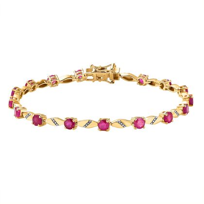 Afrikanischer Rubin (Fissure gefüllt) Armband ca. 20 cm 925 Silber vergoldet ca. 6.45 ct
