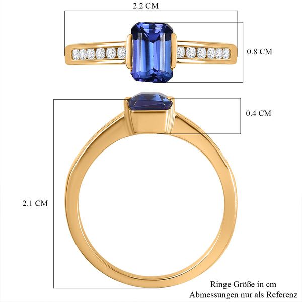 AA Tansanit und Moissanit Ring in 375 Gold - 1,37 ct. image number 7