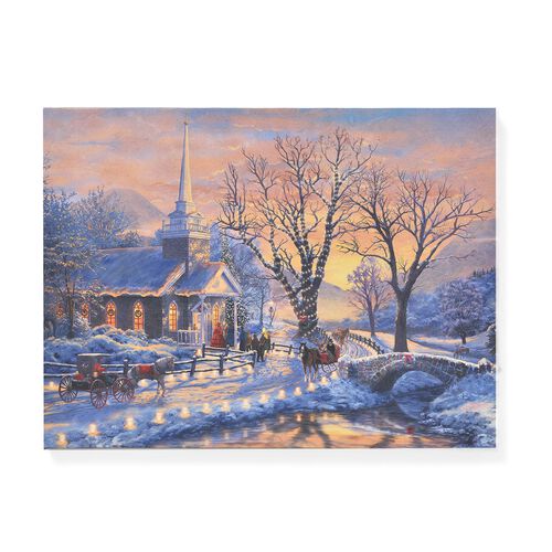 Winterabend im Lichterglanz - Leinwandbild mit LED-Beleuchtung, 30x40x1,8 cm image number 0