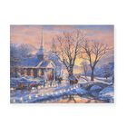 Winterabend im Lichterglanz - Leinwandbild mit LED-Beleuchtung, betrieben mit 1 AA-Batterie, Größe: 30x40x1,8 cm