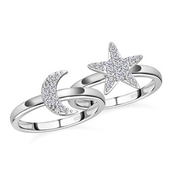 2er-Set - Moissanit Ringe - 0,40 ct.