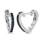 Blaue Diamant Herz-Creolen, 925 Silber platiniert ca. 0.15 ct