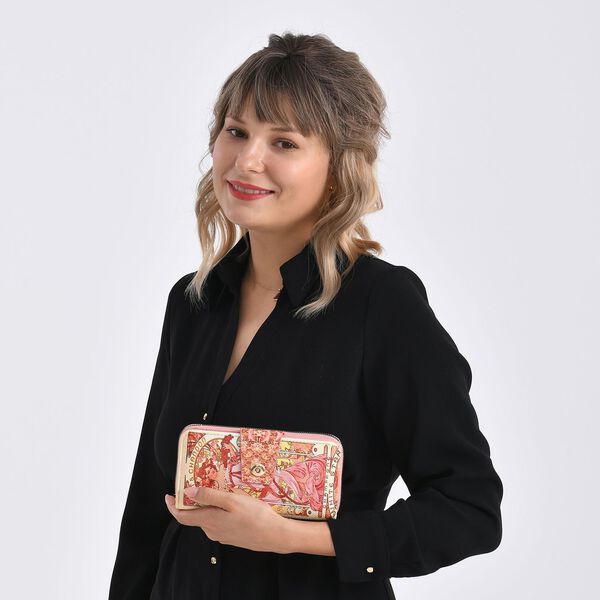 Langportemonnaie, RFID-Schutz, 19x4x9cm, Pink Gold, Alphonse-Mucha-Motiv. image number 3