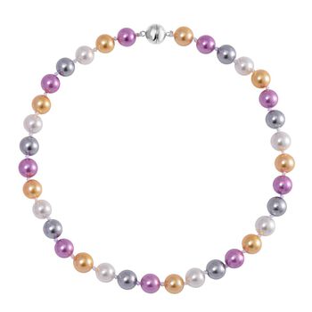 Lila, goldene, silberne und wei&szlig;e Muschelkernperlen-Halskette, 50cm
