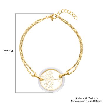 Goldfarbenes Keramik Armband, 18 cm, Edelstahl, IP-Gelbbeschichtung