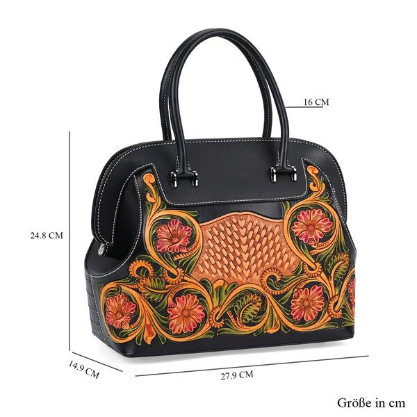 Grand Pelle  - Echtleder Handtasche, 28 x 25 x 15 cm, schwarz image number 6