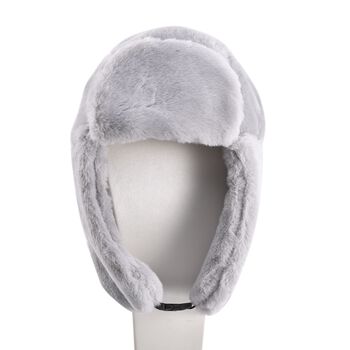 Trapperm&uuml;tze mit Ohrenklappen aus Kunstpelz, grau