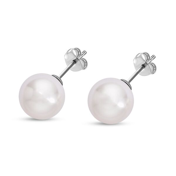 2er Set -Wei&szlig;es Muschelkernperlen-Armband und Ohrringe, (11-13mm), 925 Silber rhodiniert image number 5