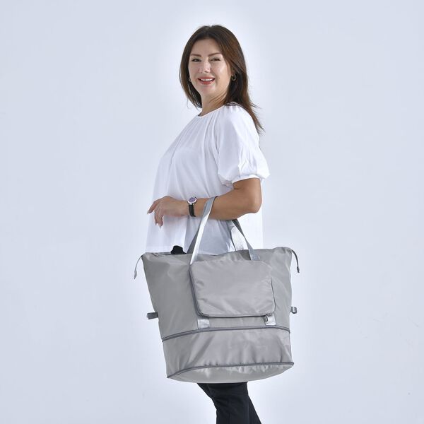 Faltbare Nylon-Reisetasche, Grau image number 7