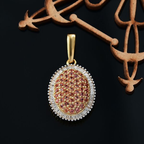 AAA Padparadscha Saphir und Diamant Anh&auml;nger - 1,08 ct. image number 1