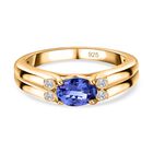 AA Tansanit, Weißer Zirkon Ring 925 Silber Gelbgold Vermeil (Größe 18.00) ca. 0,85 ct