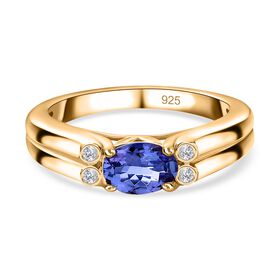 AA Tansanit und Zirkon Ring - 0,85 ct.