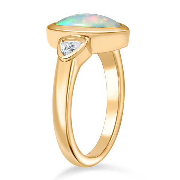 AA Natürlicher, äthiopischer Welo Opal und Moissanit Ring - 1,80 ct. image number 4