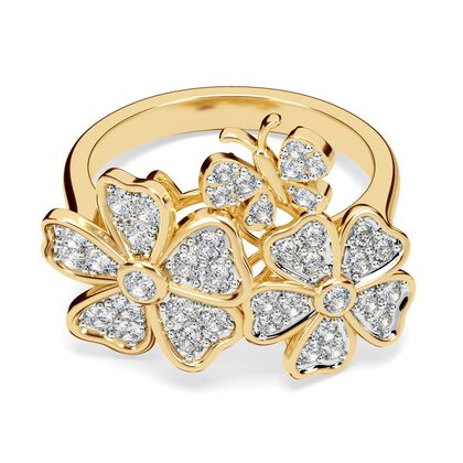 LUXURIANT DIAMOND -Lab Grown Diamant SI-GH Ring 925 Silber 750 Gelbgold Vermeil (Gr&ouml;&szlig;e 17.00) ca. 1.00 ct