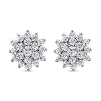 Lustro Stella - Wei&szlig;e Zirkonia Ohrringe, 925 Silber rhodiniert ca. 1.86 ct