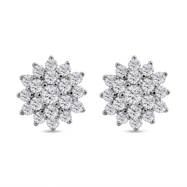Lustro Stella - Wei&szlig;e Zirkonia Ohrringe, 925 Silber rhodiniert ca. 1.86 ct