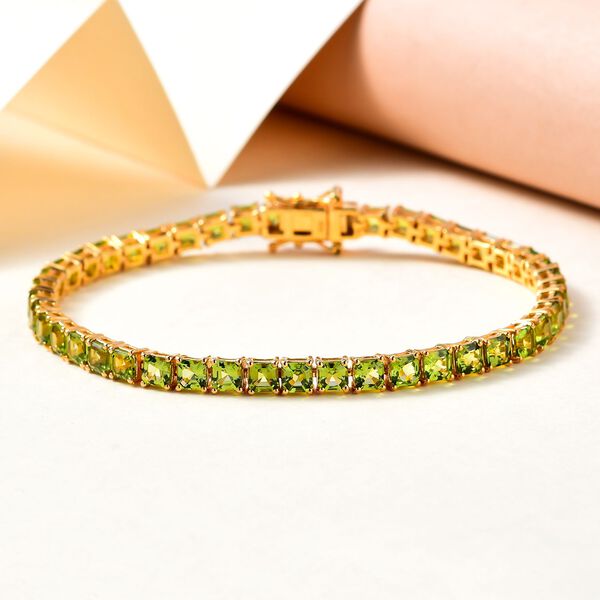 Nat&uuml;rliches Peridot-Armband, 925 Silber vergoldet, 19 cm, 15,39 ct. image number 2