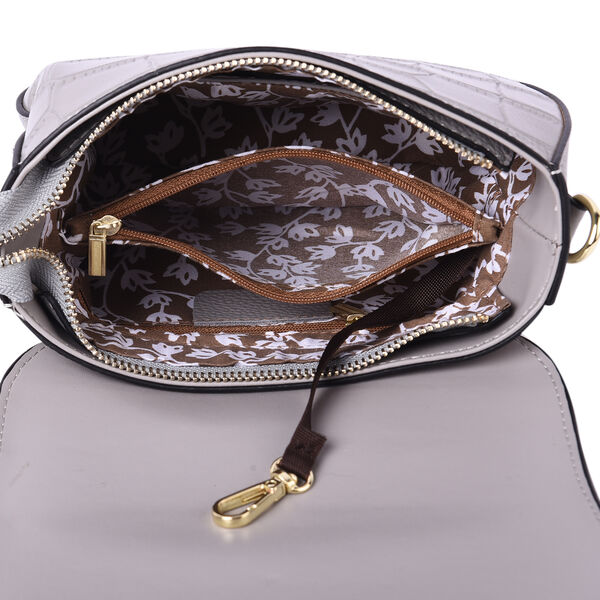 Echtes Leder Crossbody Tasche, mit Rei&szlig;verschluss, Grau image number 4