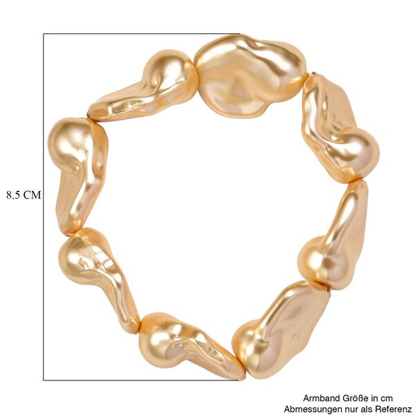 Flexibles goldenes Fancy Muschelkernperle Armband image number 4