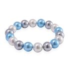 Flexarmband Grau, blau und weiß 12mm Muschelperle